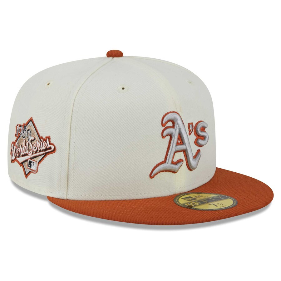 Oakland Athletics New Era 59FIFTY Fitted Hat - Cream/Orange | Lids