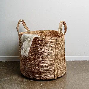 GooBloo Extra Large Handmade Woven Storage Basket 100% Jute - 17 x 17” Tall Decorative Rope Bas... | Amazon (US)