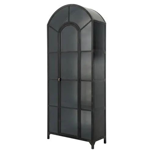 Stancil Industrial Loft Matte Black Iron Arch Display Case | Kathy Kuo Home