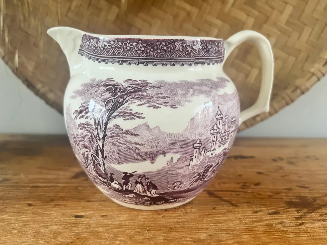 Antique Royal Staffordshire Jenny Lind Lavender Pitcher, Purple Transferware Jug, Landscape Scene... | Etsy (US)