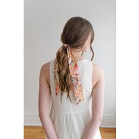 Floral Skinny Scarf - Beige Pink | Etsy (US)