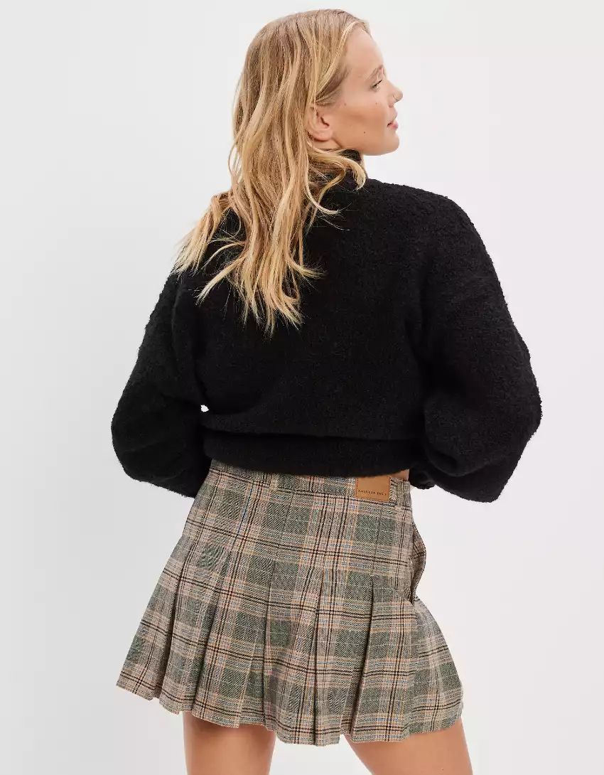 AE Low-Rise Pleated Plaid Mini Skirt | American Eagle Outfitters (US & CA)