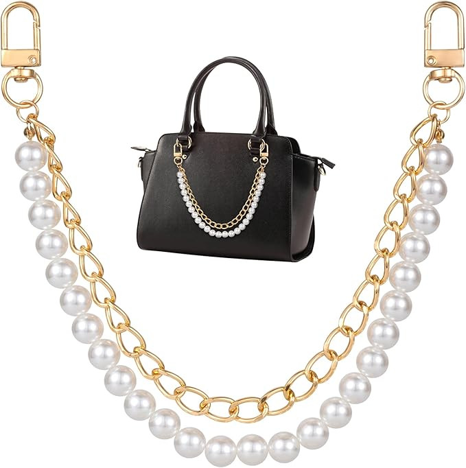 HINZIC Pearl Purse Chain Gold Handbag Straps Metal Shoulder Crossbody Bags Short Handle Replaceme... | Amazon (US)