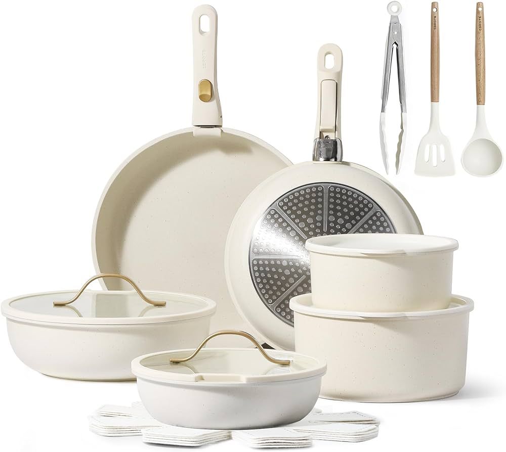 CAROTE 20pcs Pots and Pans Set, Nonstick Cookware Set Detachable Handle, Kitchen Cookware Sets wi... | Amazon (US)