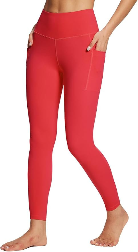 baleaf Women's Leggings with Pockets Black Tummy Control Workout High Waisted Athletic 7/8 Ultra ... | Amazon (US)