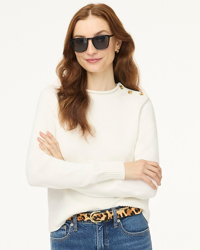 Rollneck&trade; button-shoulder pullover sweater | J.Crew Factory