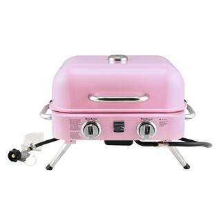 2-Burner Retro Portable Propane Gas Grill in Pink | The Home Depot