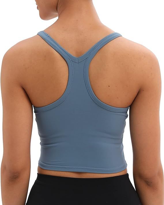 Lavento Women's Racerback Sports Bra Yoga Crop Top with Built in Bra | Amazon (US)