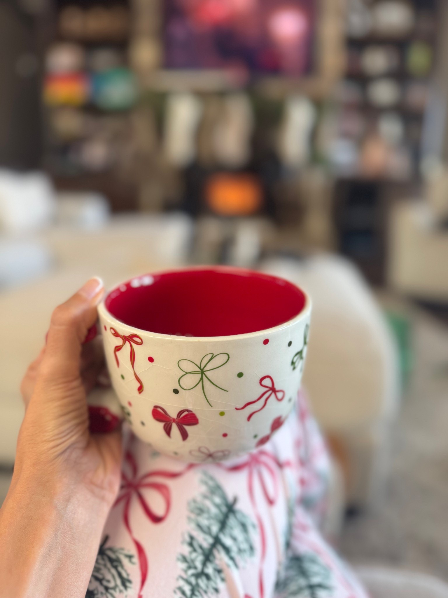 Morning Vibe 🌲 Love waking up to coffee and a fire 🤩 Makes for a great day ♥️ 
I’m wearing a size Medium in these pjs usually a size small. I’m 5’7 and they are a little short but still love them ! They are so soft . 

#LTKOver40 #LTKmorningroutine #LTKHoliday