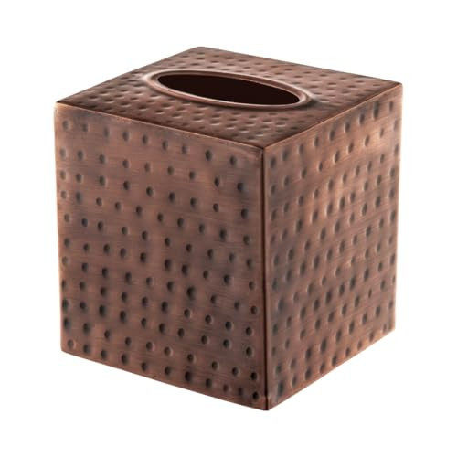 Monarch Abode Tissue Box Cover Square – Hand Hammered Antique Copper Metal Tissue Holder Box for Bathroom Accessory, Aesthetic Decorative Facial Napkin Cube for Modern Home Decor | Amazon (US)