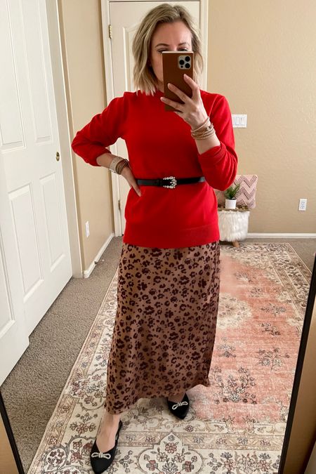 Holiday outfit idea. Slip dress, sweater and belt from Target. 

#LTKHoliday #LTKstyletip #LTKSeasonal
