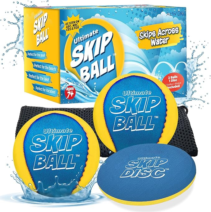 Activ Life Ultimate Skip Ball (Yellow/Cyan) Top Beach Games, Water Toys & Gifts for Kids Birthday... | Amazon (US)