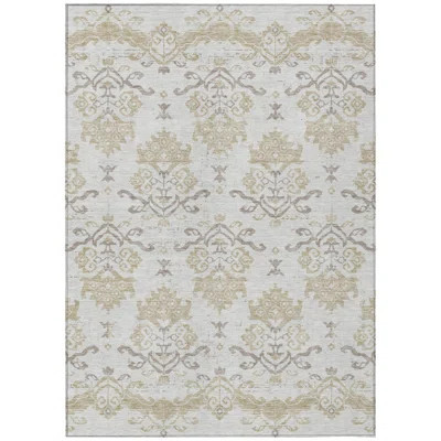 10' X 14' Ivory Beige Oriental Washable Indoor Outdoor Area Rug | Wayfair North America