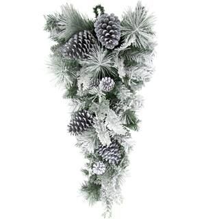 30 in. Artificial Christmas Teardrop Wreath with Pinecones | The Home Depot