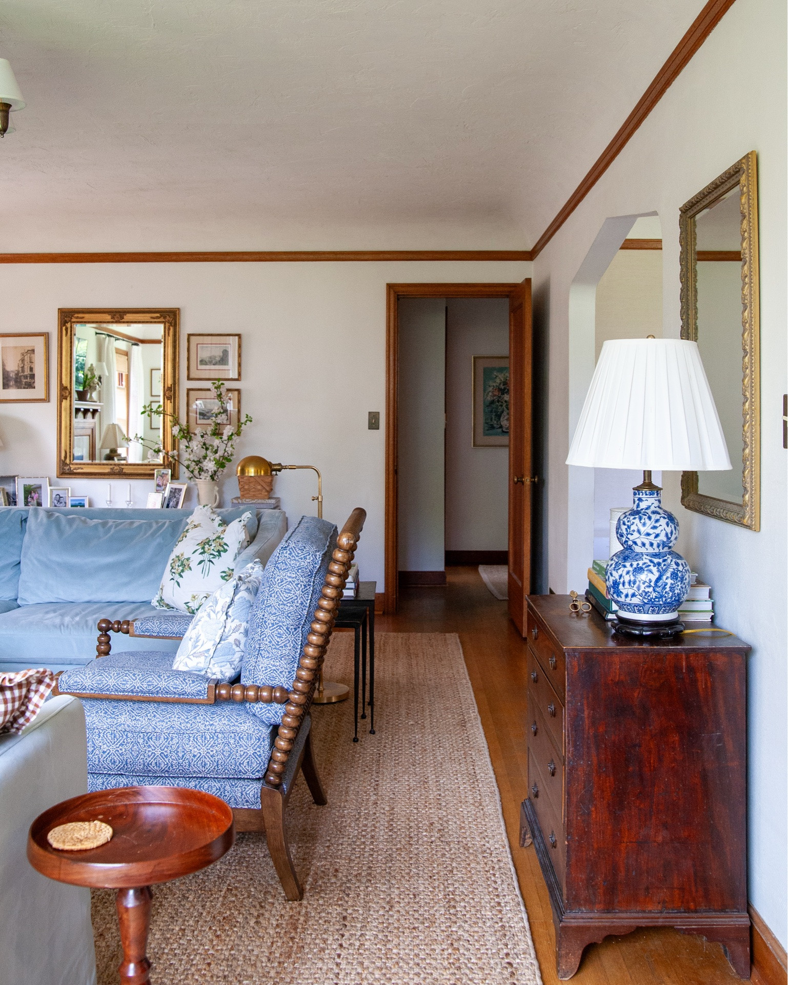 My living room is my favorite room in my home! I recently did a blog post with sources for every single thing and my house, all the rooms, and since I get the most questions about my living room, thought I would share these here. 

My sofas are a wonderful performance velvet from @interiordefine and I have a blog post all about our exact order.

This room is long and skinny, so the rug is custom from @ernesta.

Where there’s no label, it’s probably vintage! I have several vintage Ethan Allen lamps and other things in here, some art I had inherited from my grandma, and gold frame vintage mirrors, of course. Plus, lots of silver frames of family photos.

What’d I miss? What are you looking for?
