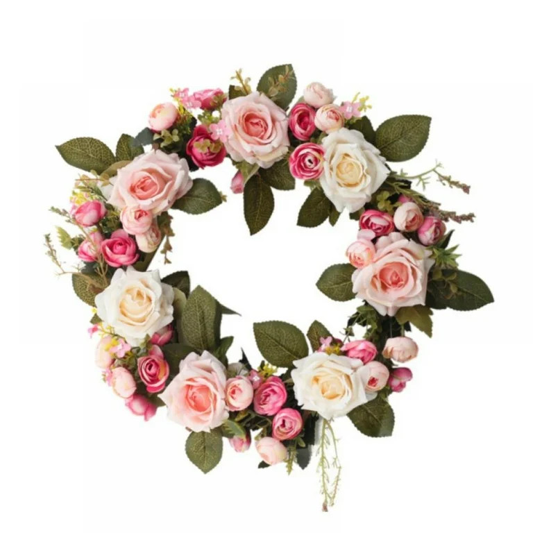 Spring Artificial Peony Flower Wreath for Front Door for Mother's Day ,Pink Rose Floral Door Wrea... | Walmart (US)