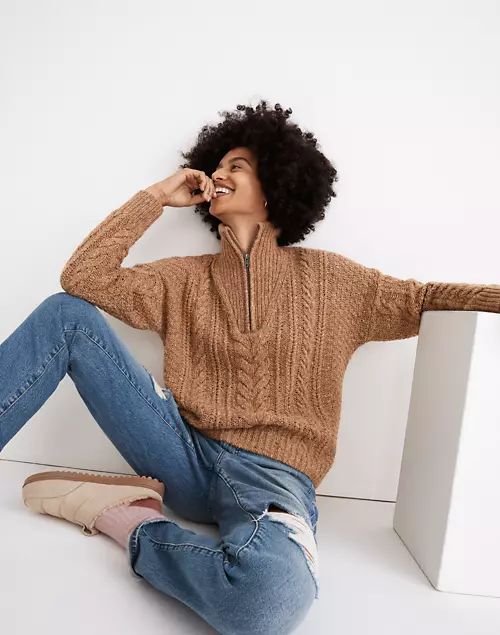 Rosebriar Cableknit Half-Zip Sweater | Madewell