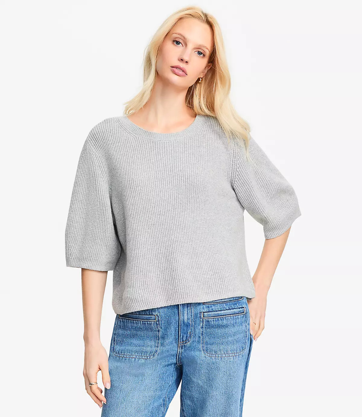 Petite Heathered Relaxed Sweater Tee | LOFT
