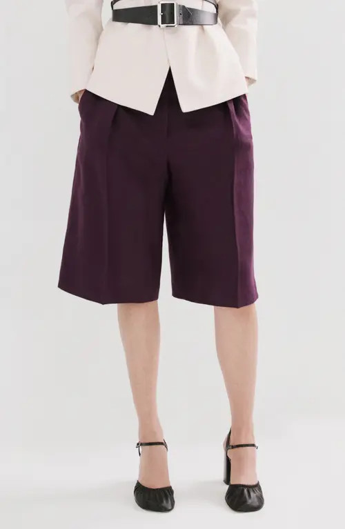 MANGO Linen Bermuda Shorts in Purple at Nordstrom, Size 0 | Nordstrom