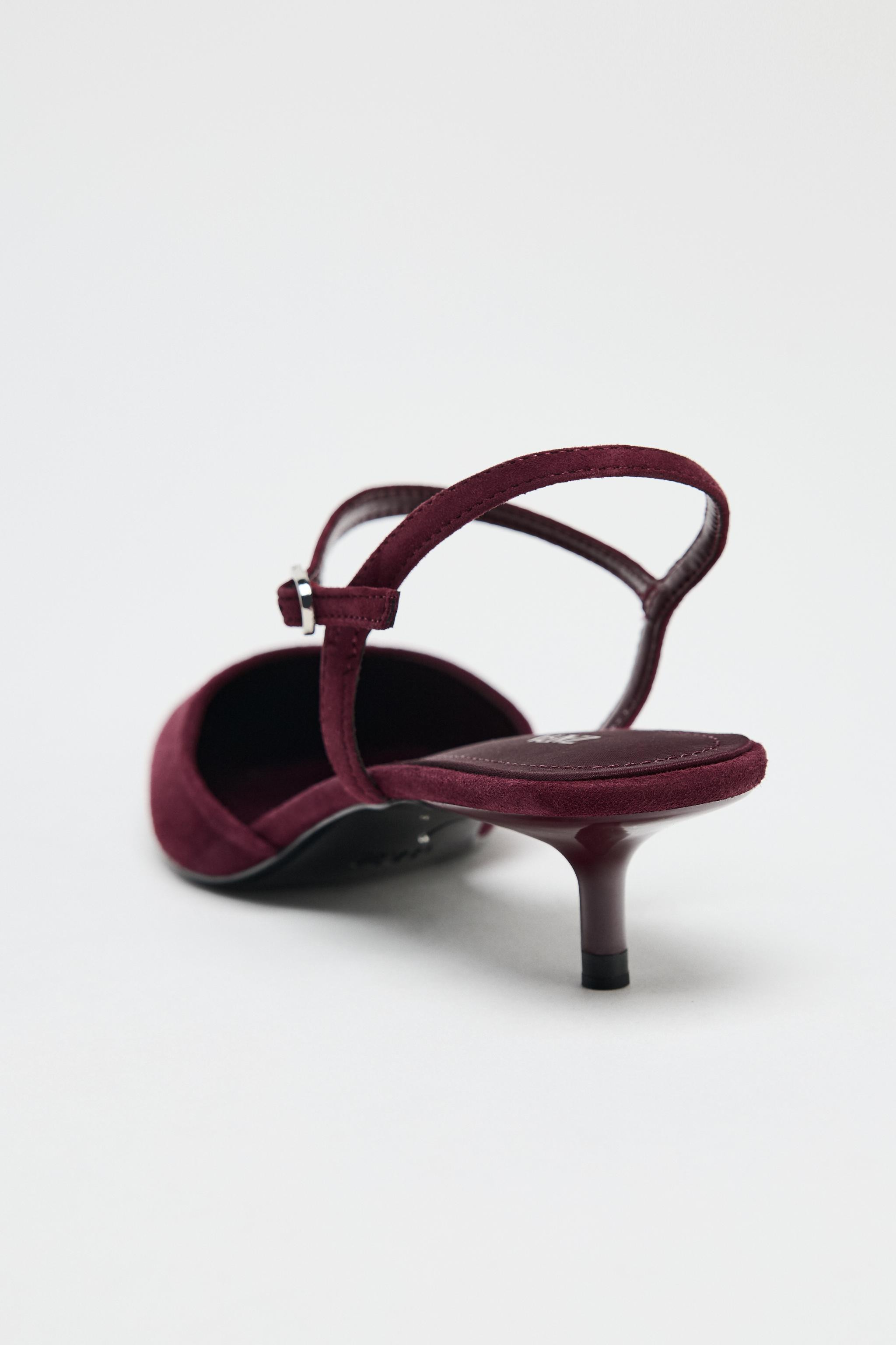 SUEDE KITTEN HEEL SLINGBACKS | Zara UK