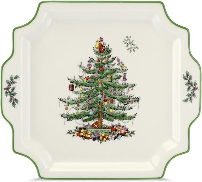 Spode Christmas Tree Square Handled Platter | 12.5 – Inch Serving Plate for Snacks, Appetizers ... | Amazon (US)