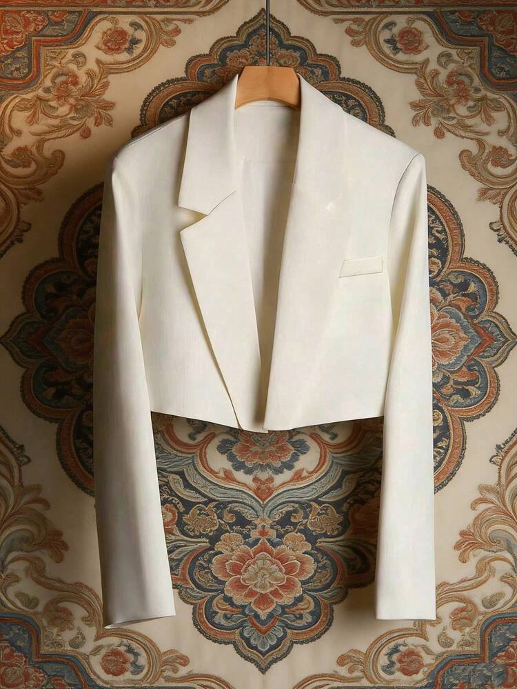 Women's Slim Fit Blazer Jacket, High Waist Elegant Design White Spring | SHEIN