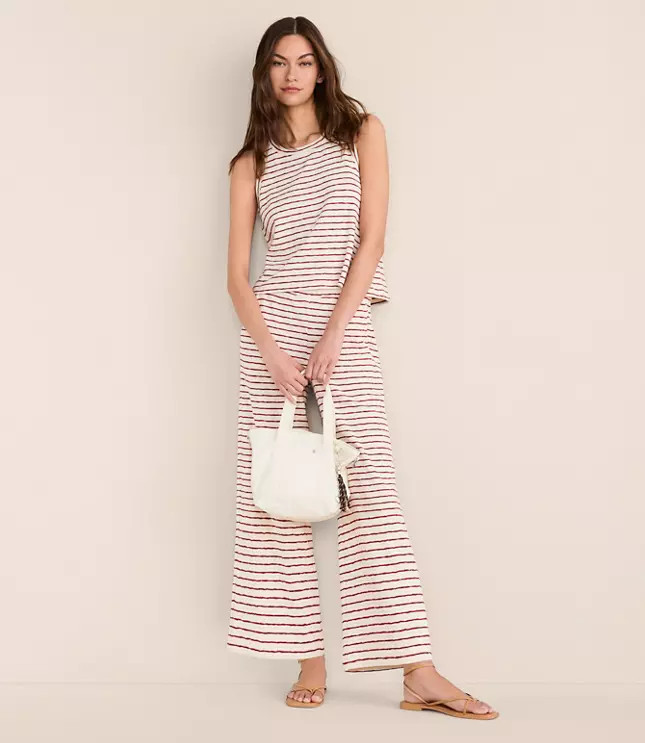 Petite Lou & Grey Striped Wide Leg Crop Pants | LOFT