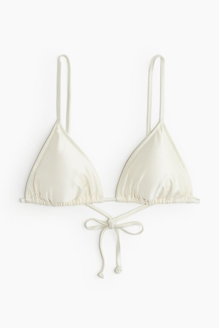 Padded Triangle Bikini Top - Cream - Ladies | H&M US | H&M (US + CA)