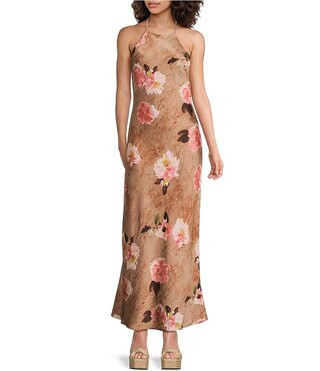 NIA Leah Halter Floral Maxi Dress | Dillard's | Dillard's