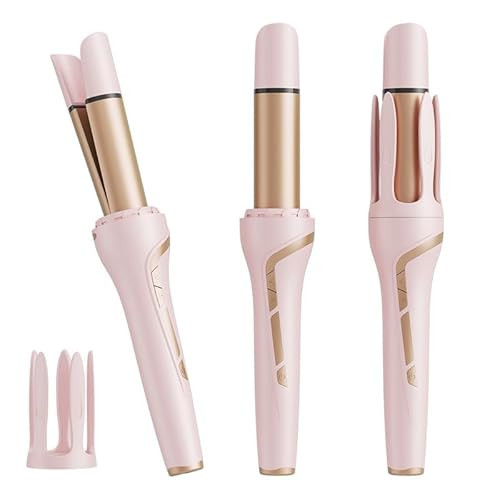 2 in 1 Curling Wand Set Automatic Hair Crimper for Women, Fast Heating Hair Wand Curler in All Hair Type with Gloves, Pink | Amazon (US)