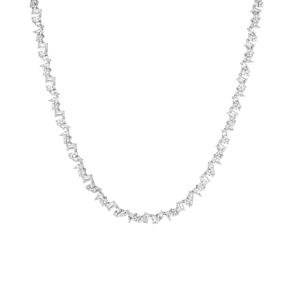 White Sapphire Mixed Shape Tennis Necklace | AUrate New York