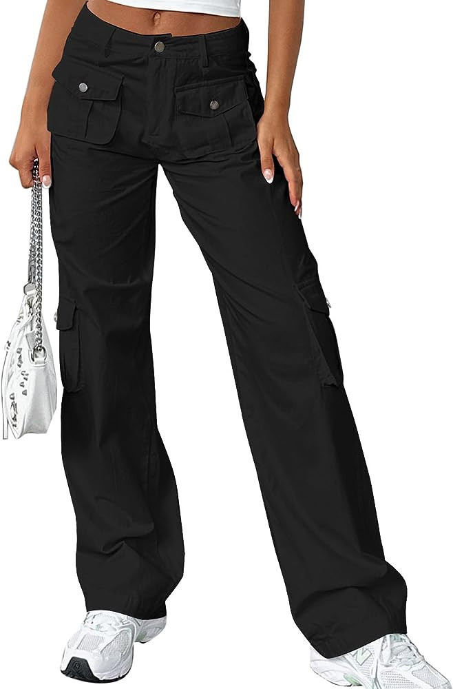 EVALESS Cargo Pants Women High Waist Baggy Relaxed Fit Straight Wide Leg Pants Lightweight Jogger... | Amazon (US)