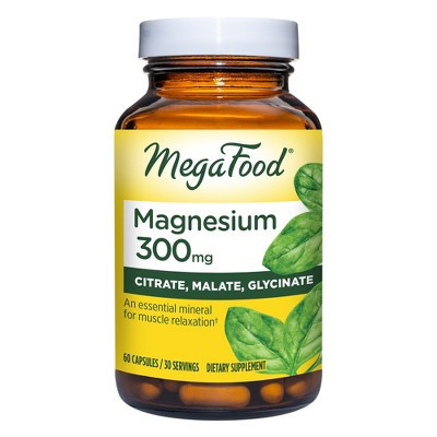 MegaFood Magnesium Supplement, 300mg Magnesium Glycinate, Citrate & Malate Vegetarian Capsules - 60ct | Target