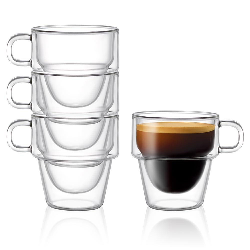 JoyJolt Stoiva Double Wall Insulated Espresso Glass Cups – 5 oz. (150 ml) Shot Cup with Handle ... | Amazon (US)