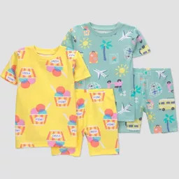 Carter's Just One You® Toddler Girls' 4pc Short Sleeve Ice Cream Cotton Pajama Set - Yellow 5T | Target