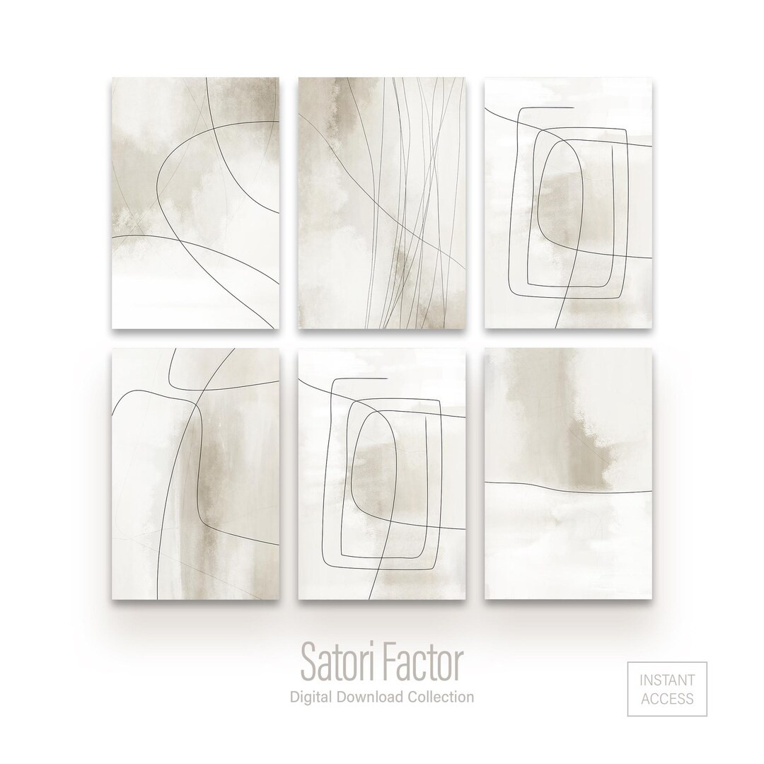 Minimalist Line Art Print Set: Beige Abstract Gallery Wall (digital Download) - Etsy | Etsy (US)