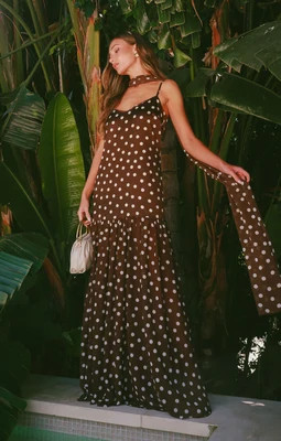 Dalia Maxi Dress, in Chocolate Brown Polka Dot, Size: 2XL | Show Me Your Mumu | Show Me Your Mumu