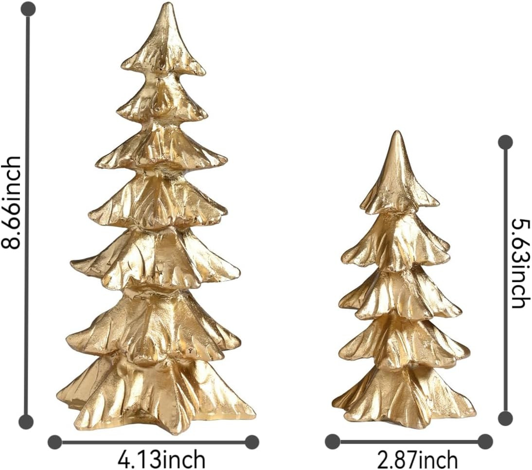 Gold Christmas Tree Figurines, Small Resin Christmas Tree Home Decor, Tabletop Christmas Tree Set... | Amazon (US)