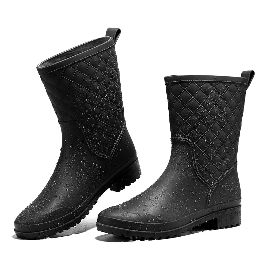 HISEA Rain Boots for Women, Lightweight Fashion Rubber Boots Mid Height Waterproof Garden Shoes W... | Amazon (US)