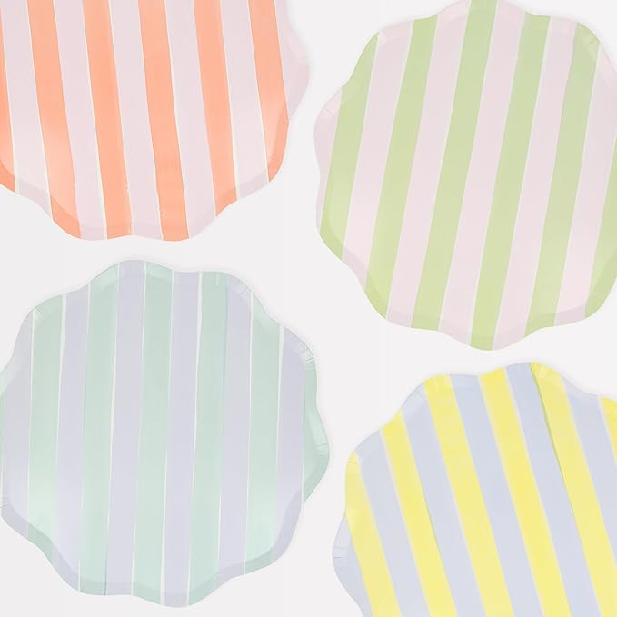 Meri Meri Pastel Striped Paper Plates (Pack of 8), Colorful & Disposable Plates for Party, Pastel... | Amazon (US)