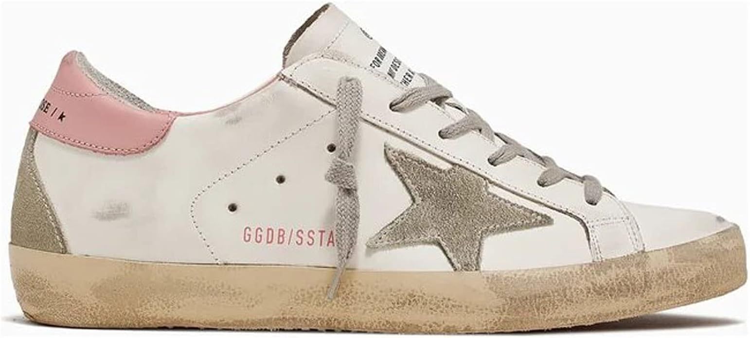 Golden Goose Super-Star Leather Upper and Heel Suede Star and Spur Cream Sole Womens Sneaker - 38 | Amazon (US)