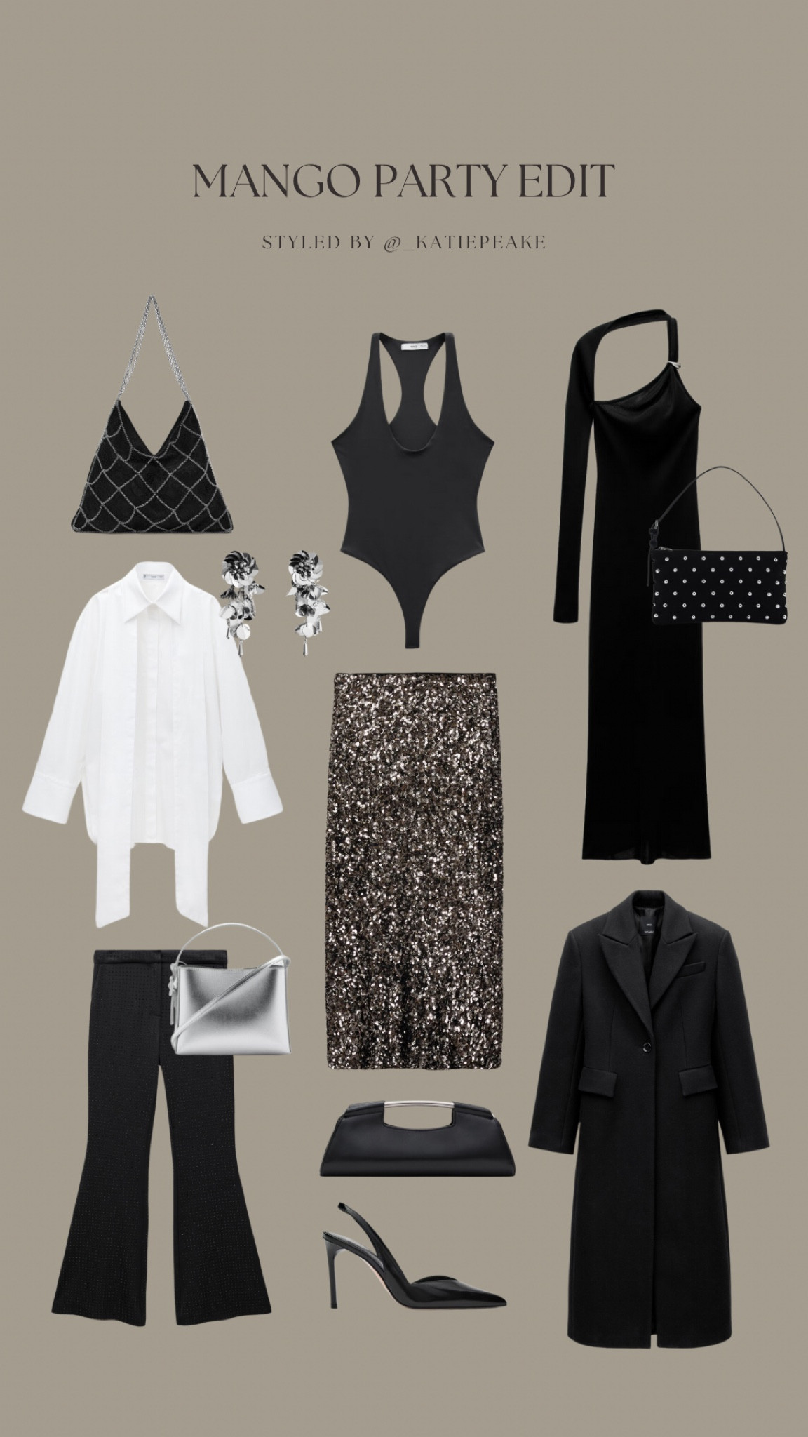 Mango party wear edit 🖤🪩 

Minimal party looks, minimal party outfit, white shirt, sequin skirt, black dress, black blazer, heels, bodysuit 

#LTKCyberWeek #LTKstyletip #LTKpartywear