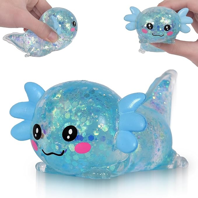 Axolotl Squishy Toy, Cute Slow Rising Fidget Toy for Stress Relief, Soft Squeeze Sensory Toy for ... | Amazon (US)