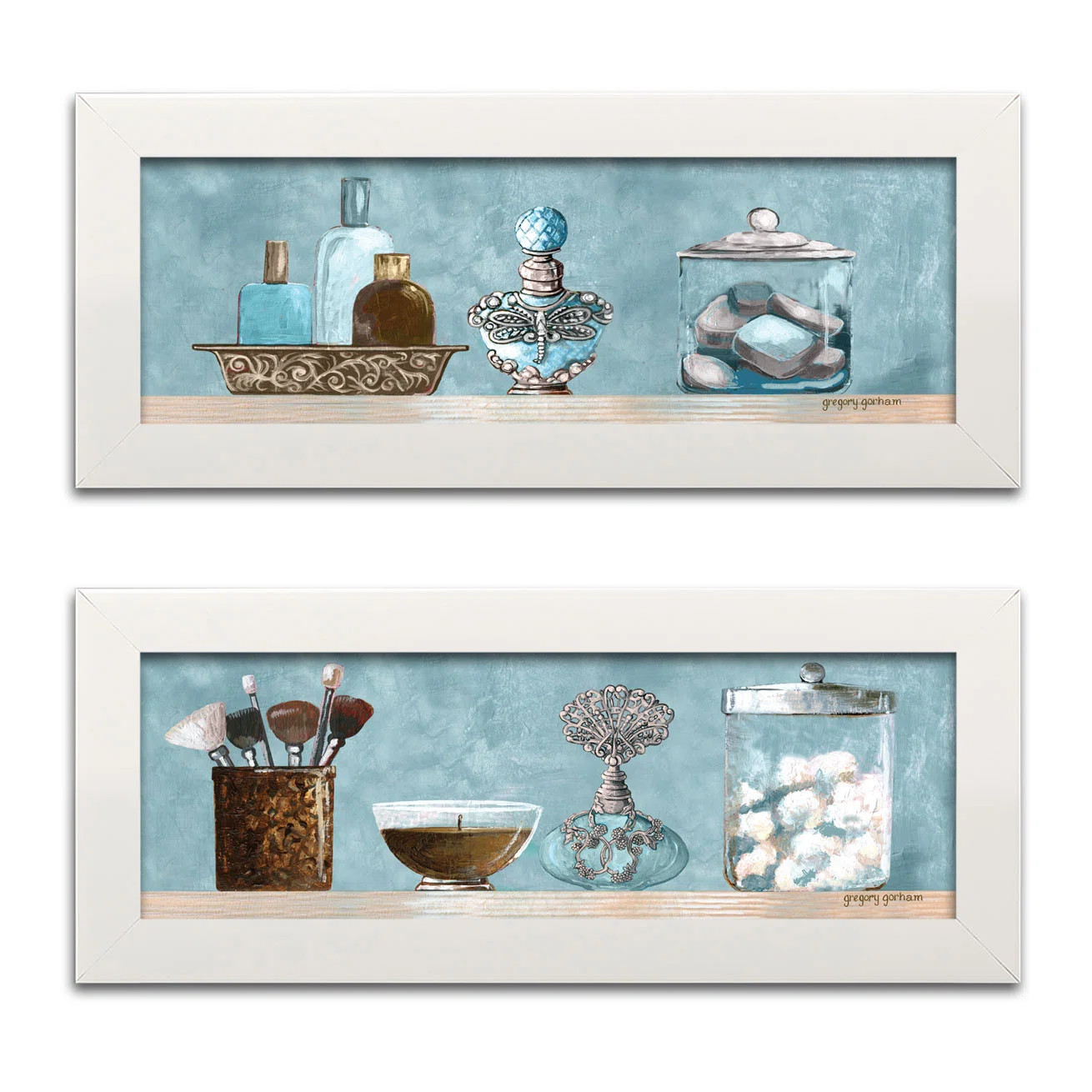 " Powder Blue Bathroom Scenes Panels " by Gregory Gorham 2 - Pieces | Wayfair North America