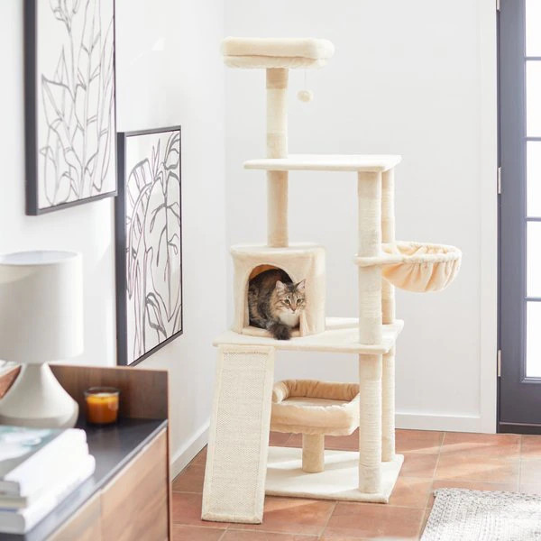 Frisco 62-in Faux Fur Cat Tree & Condo | Chewy.com