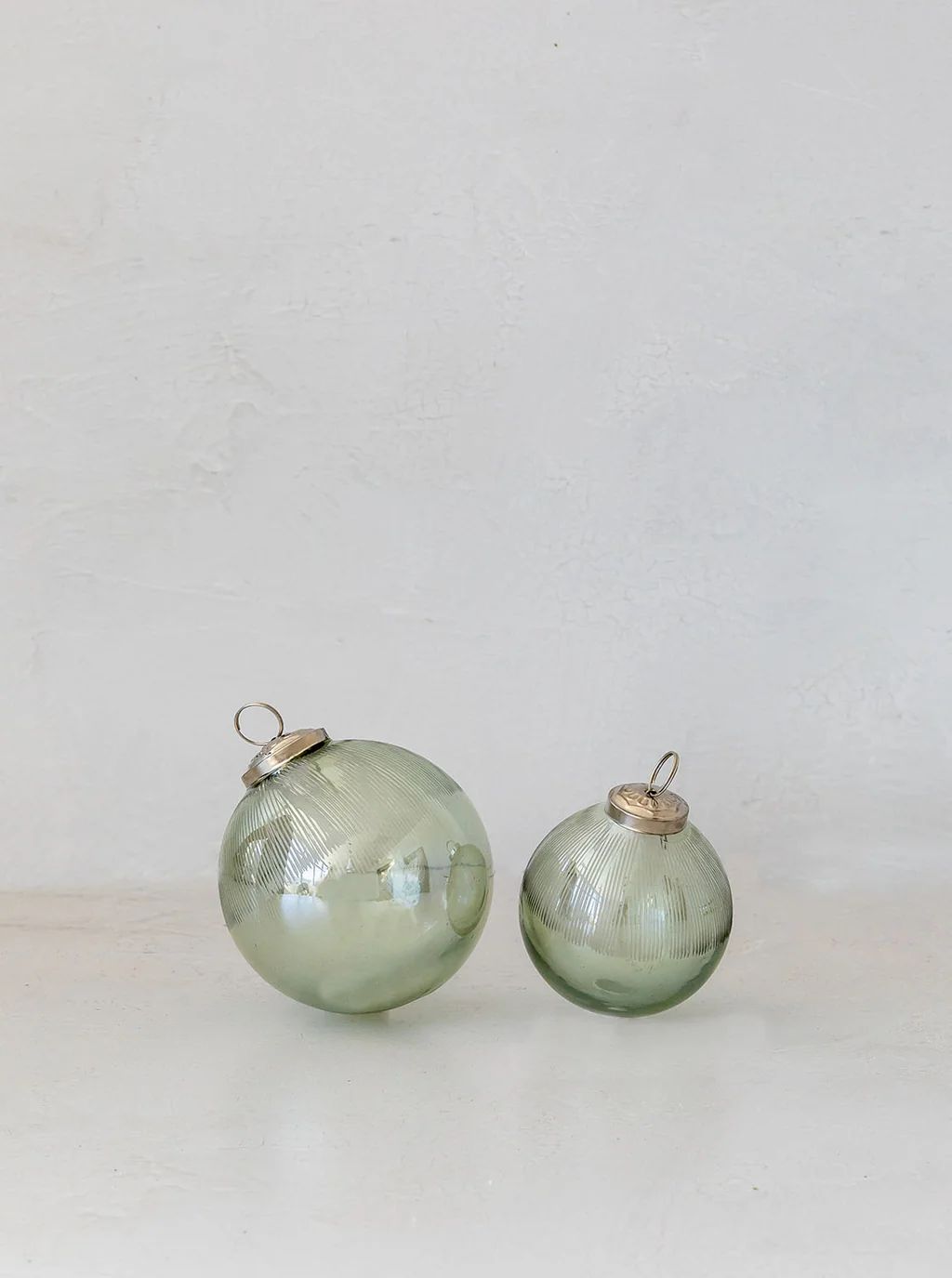 Ridged Glass Ball Ornaments | Set of 2 | House of Jade Home