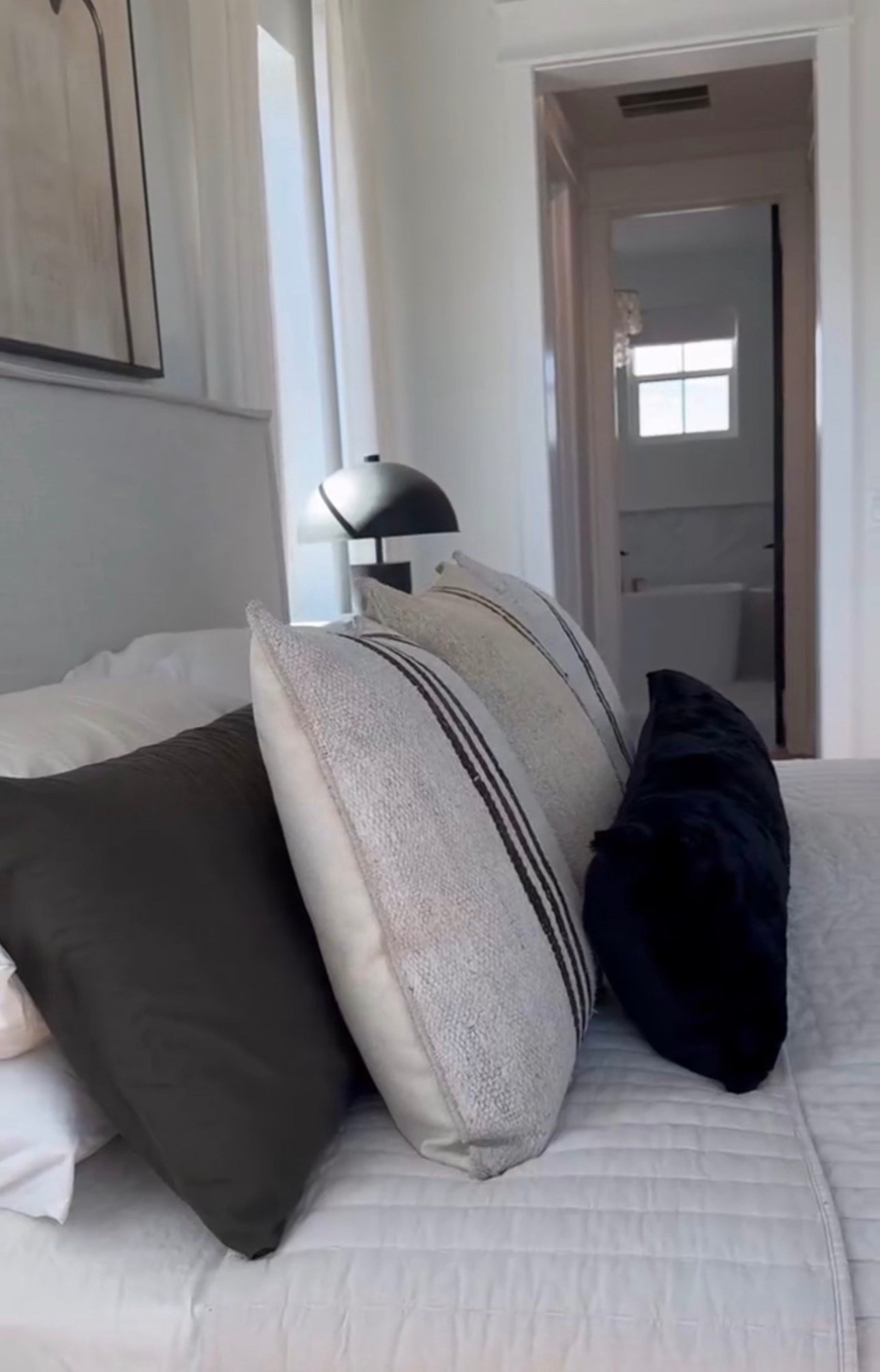 Bedroom 
Bed frame 
Neutral 
Headboard 
Bedding 
Modern 


#LTKdayinmylife #LTKOver40 #LTKHome