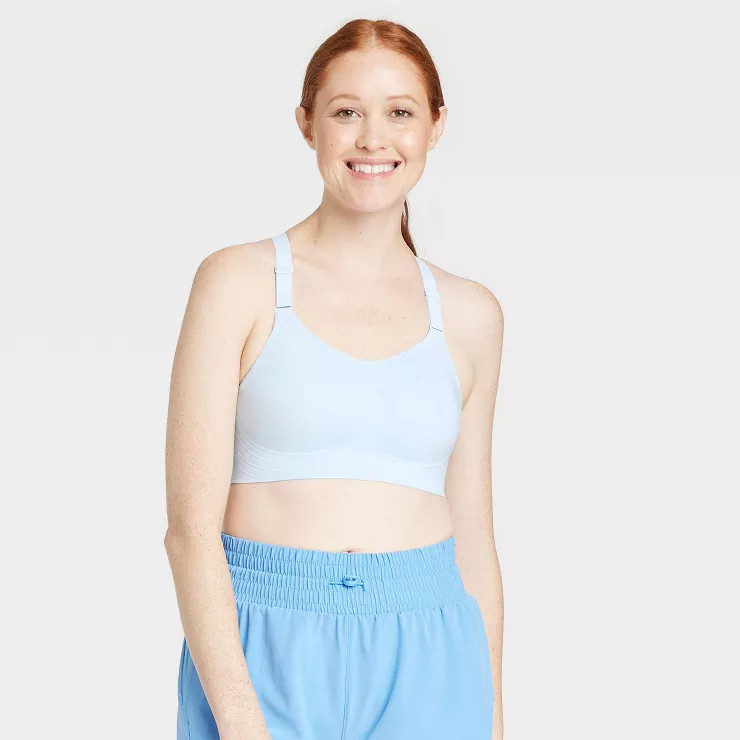 Women's High Support Embossed Racerback Run Sports Bra - All in Motion™ | Target