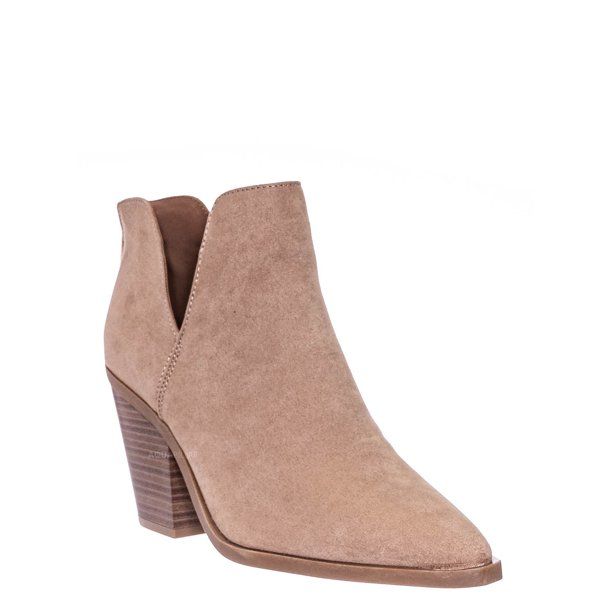 Bamboo - Block Heel Side Cutout Bootie - Womens Double V-Cut Ankle Boots - Walmart.com | Walmart (US)