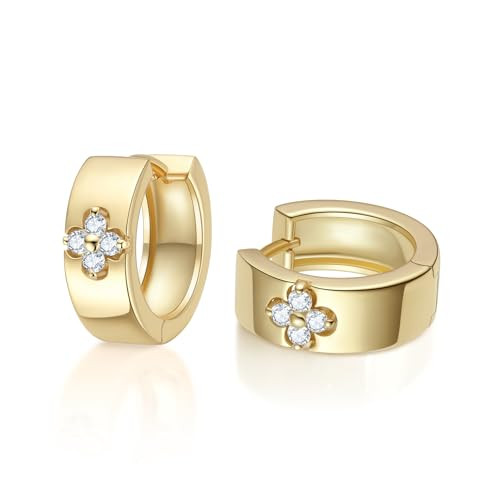 Clover Hoop Earrings for Women Gifts Nickel Free with Premium Moissanite (D Color VVS1 Clarity 3E... | Amazon (US)
